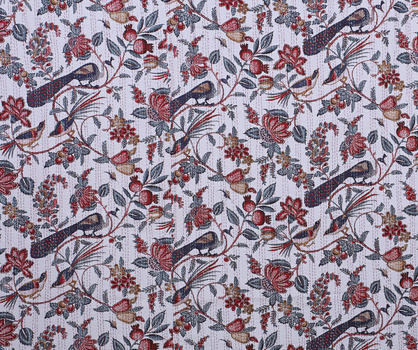 Bohemian Vintage White Bird Quilt Kantha Handmade Quilt