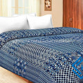 Indian Handmade Blue Indigo Vintage Kantha Queen Size Quilt