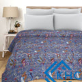 Indian Vintage Fabric Mukut Print Blue Quilt