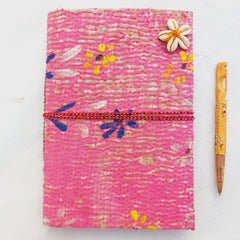 Vintage Kantha Journal Handmade Fabric Diary, Recycled Sari Notebook 5 Pcs, Boho Travel Journal, Indian Textile Diary, Unique Handmade Gift