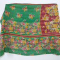 Green Floral Indian Hand Stitched Reversible Kantha Quilt