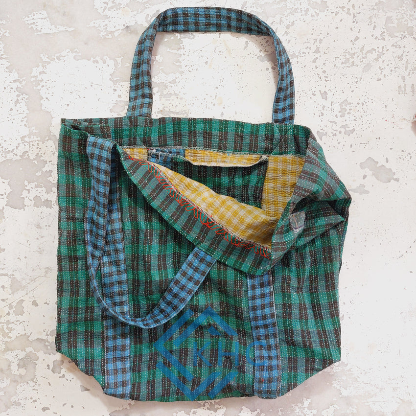 Vintage Kantha Cotton Quilted Bag, Shoulder Bag