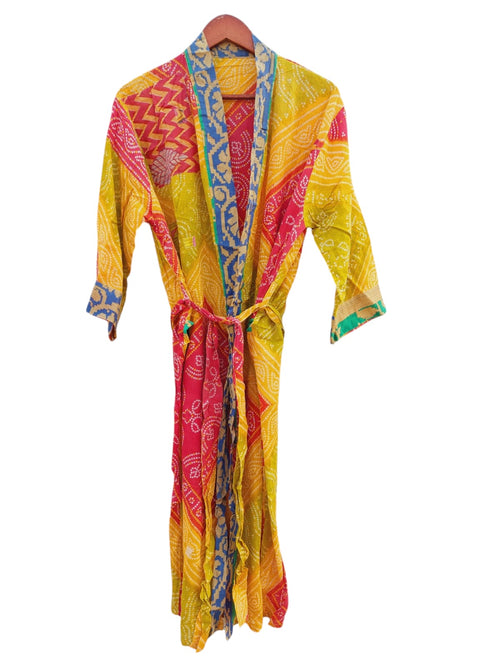 Mix Assorted Indian Vintage Recycled Cotton Saree Kimono Robe 5 Pcs