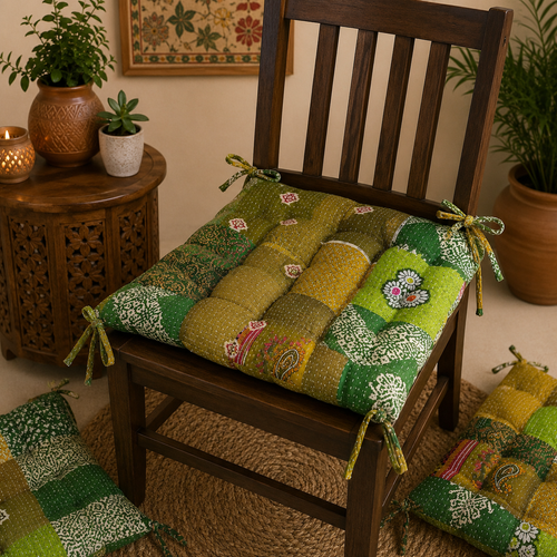 Chair Pad - Kantha handmade Soft chair seat pad garden kitchen Pads 1 Piece (13 Colour Option Available)