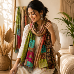 Multicolor Reversible Patchwork Silk Kantha Stich 5 Pcs