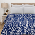 Blue Handmade Cotton Quilt Ikat Print Bedsheet