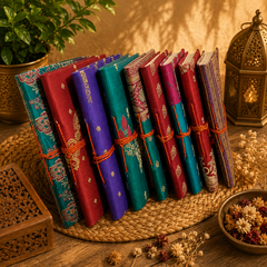 Handmade Indian Silk Brocade Journal, Vintage Sari Fabric Notebook 5 Pcs, Traditional Textile Diary, Boho Writing Journal, Artisan Gift