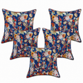 5 Pcs Set Indian Handmade Quilted Blue Cushion Cover 16x16 Inch