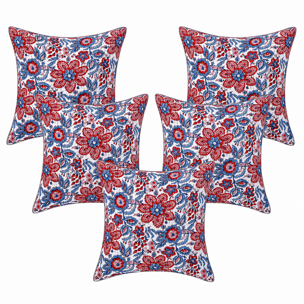 Handmade Kantha Fabric Floral Cushion Cover Set