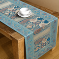 Peacock Turquoise Embroidered Brocade Unique Table Decor