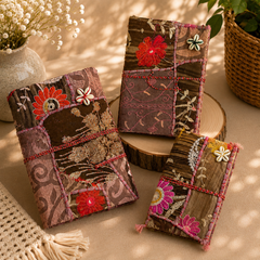 Vintage Sari Patchwork Handmade Journal, Embroidered Indian Fabric Diary, Boho Recycled Textile Notebook, Artisan Journal Gift