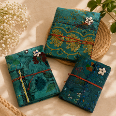 Vintage Sari Patchwork Handmade Journal, Embroidered Fabric Diary, Boho Indian Notebook, Recycled Textile Journal, Unique Gift