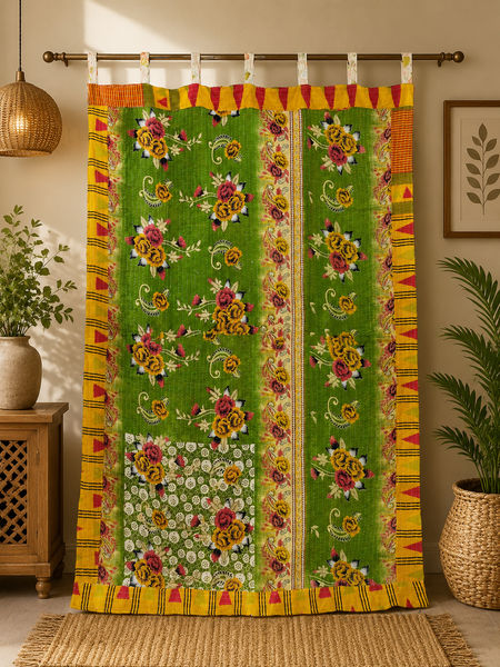 Vintage Kantha Handmade 100% Cotton Fusion Curtains