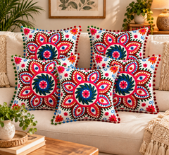 5 Pcs Set Suzani Embroidered Decorative Cushion Cover