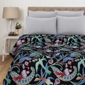 Navy Blue Bird Print Bohemian Quilt Bedding