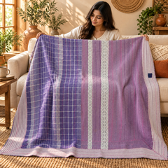 Purple & Lavender Vintage Kantha Quilt Handmade Heavy Cotton Reversible Throw Blanket – 50x60 Inches