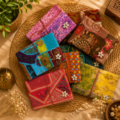 Vintage Embroidered Patchwork Journal, Handmade Recycled Fabric Notebook 5 Pcs, Boho Indian Diary, Artisan Writing Journal, Unique Gift