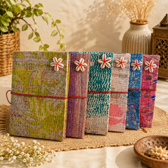 Vintage Kantha Journal Handmade Recycled Cotton Notebook 5 Pcs, Indian Fabric Diary, Boho Patchwork Journal, Unique Travel Writing Gift