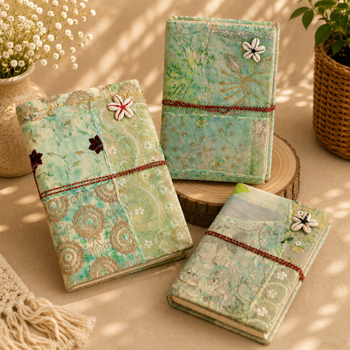 Vintage Sari Patchwork Handmade Journal, Embroidered Fabric Diary, Boho Indian Notebook, Recycled Textile Journal, Unique Gift