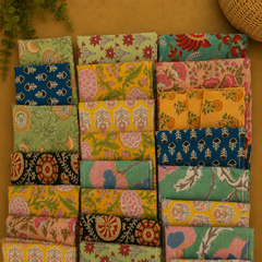 Hand Block Printed Cotton Napkins – Indian Floral Cloth Dinner Napkins 20 Pcs, Reusable Boho Table Napkins, Mixed Assorted Set