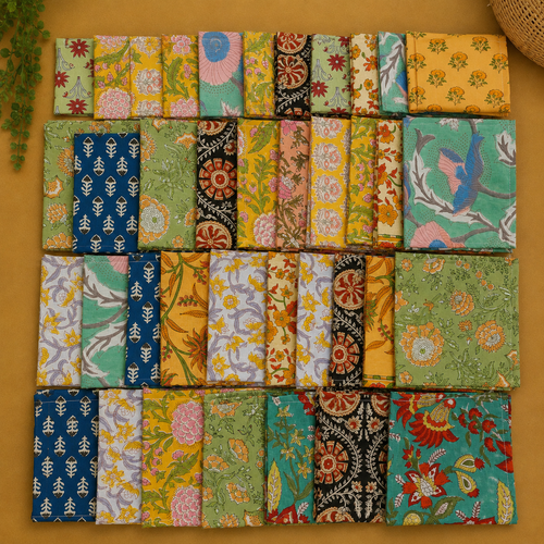 Hand Block Printed Cotton Fabric Napkins, Indian Floral Cloth Napkins 20 Pcs,Reusable Dinner Napkins, Boho Table Decor, Mixed Assorted Set