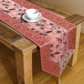 Silk Brocade Red Floral Zari Silk Table Runner
