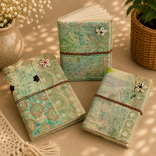 Vintage Sari Patchwork Handmade Journal, Embroidered Fabric Diary, Boho Indian Notebook, Recycled Textile Journal, Unique Gift
