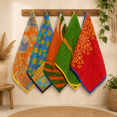 Wholesale Mix Assorted 5 Pcs Set Vintage Kantha Kitchen Towels