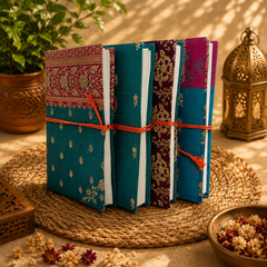 Handmade Indian Silk Brocade Journal, Vintage Sari Fabric Notebook 5 Pcs, Traditional Textile Diary, Boho Writing Journal, Artisan Gift