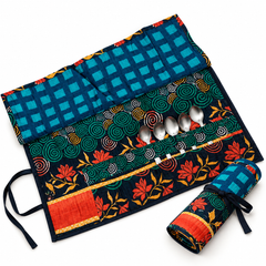 Indian Handmade Kantha Cotton Cutlery Warp Pouch