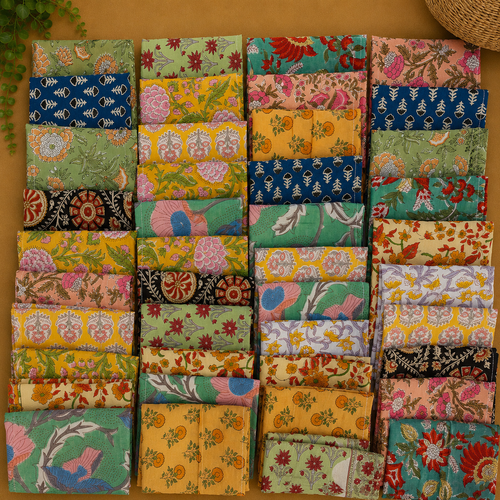 Hand Block Printed Cotton Napkins, Indian Floral Cloth Dinner Napkins, Reusable Table Linens, Boho Kitchen Decor, Mixed Assorted Napkin Set