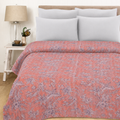 Vintage Kantha Block Print Floral Red Cotton Quilt