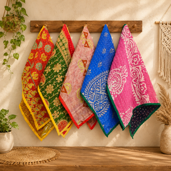 Wholesale Mix Assorted 5 Pcs Set Vintage Kantha Kitchen Towels