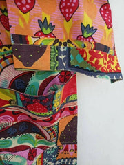 Handmade Cotton Patchwork Kimono Robe | Boho Lightweight Dressing Gown | Women's Colorful Cotton Kimono with Belt
