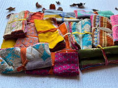Vintage Multicolor Cotton Saree Scraps – Authentic Upcycled Fabric for Creative Projects