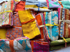 Vintage Multicolor Cotton Saree Scraps – Authentic Upcycled Fabric for Creative Projects