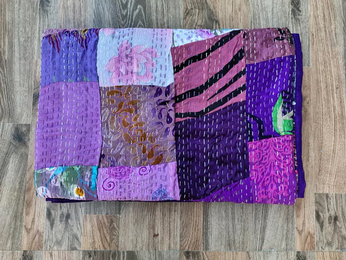 Handmade Patchwork Quilt Silk Patola Multicolor Quilt
